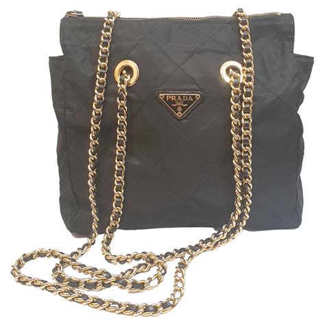 Prada PRADA 2way chain hand shoulder bag nylon black 